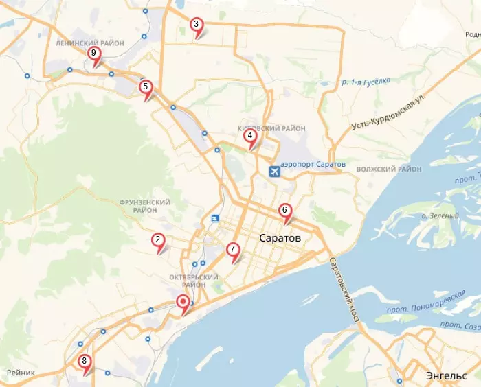 карта подстанций скорой помощи в Саратове